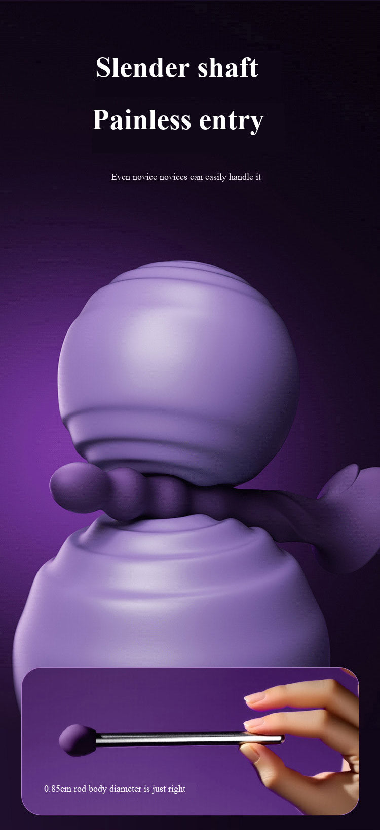 Miji intimate toy made of premium liquid‑silicone material. Features wireless control, telescopic, swinging motion and built‑in heating function