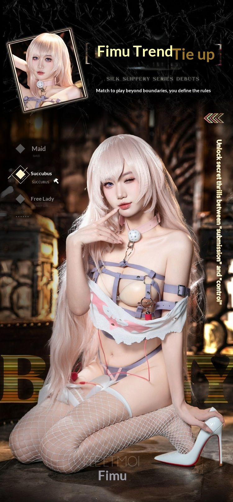 Feimu Original 2026 New, Seductive Demon‑Themed Harness Lingerie, Bold Exotic Role‑Play Bodysuit for Women